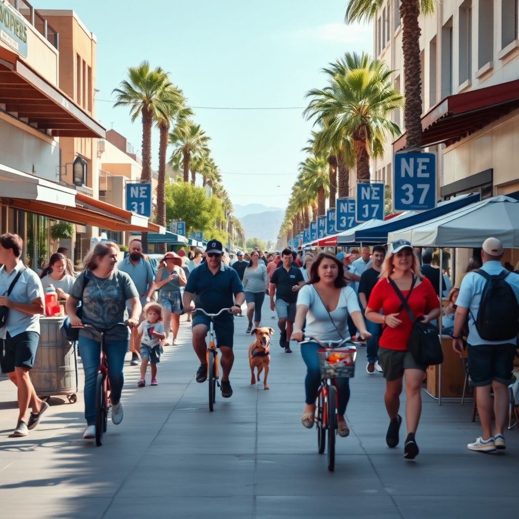 A scenic view of Old Town Scottsdale showing historic Western-style storefronts under a clear blue Arizona sky.